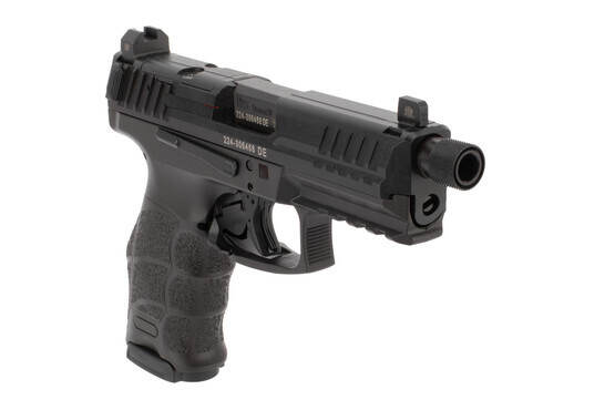 HK VP9 tactical 9mm pistol features a threaded barrel